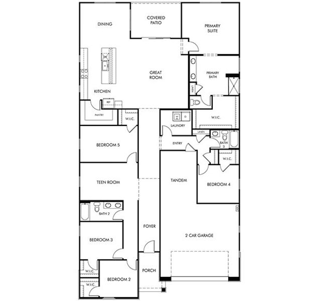 2D floor plan layout for the Diamond by Meritage Homes in Summit at Rocking K, Vail, AZ (Image 3).