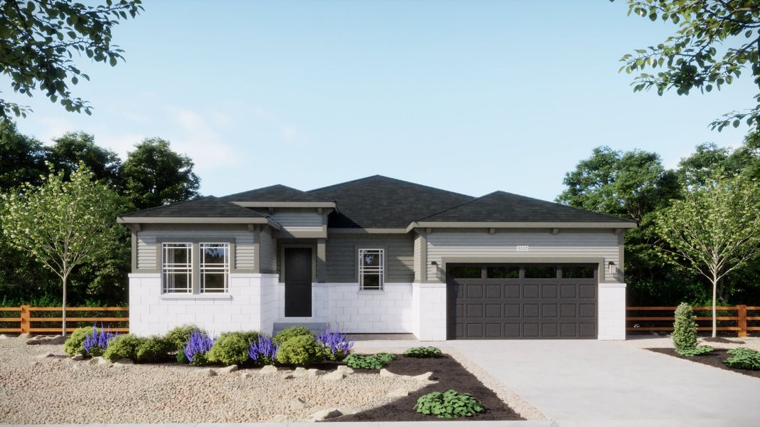 Representative exterior photo of a completed home built from the 5001 by Risewell Homes in The Estates Collection at Talon Pointe, Thornton, CO (Image 1). Representative exterior photo of a completed home built from the 5001 by Risewell Homes in The Estates Collection at Talon Pointe, Thornton, CO (Image 1).