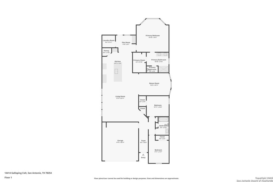 2D floor plan layout of this home in Kallison Ranch, San Antonio, TX (Image 3).
