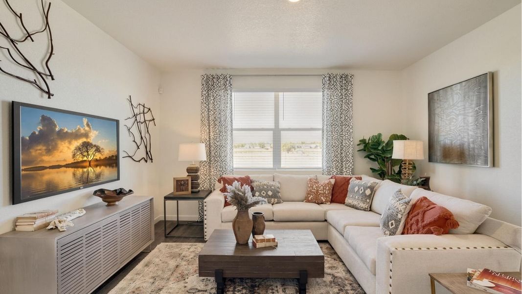 Representative furnished interior of a home built from the Chatham by D.R. Horton in Sky Ranch, Watkins (Image 4). Representative furnished interior of a home built from the Chatham by D.R. Horton in Sky Ranch, Watkins (Image 4).