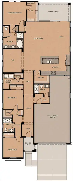 2D floor plan layout for the Santa Ynez by Fulton Homes in Ridgeline at Acclaim, Avondale, AZ (Image 3).