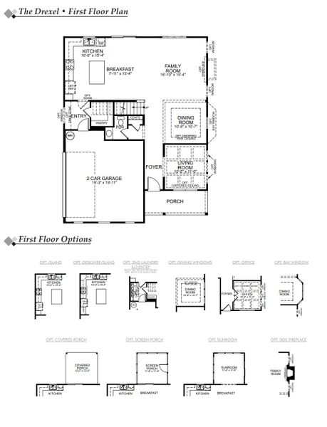 2D floor plan layout of this home in Waterford Commons, Rock Hill, SC (Image 2).