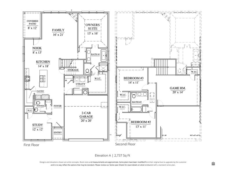 2D floor plan layout for the Auburn by Our Country Homes in Lakes of River Trails, Richland Hills, TX (Image 3).