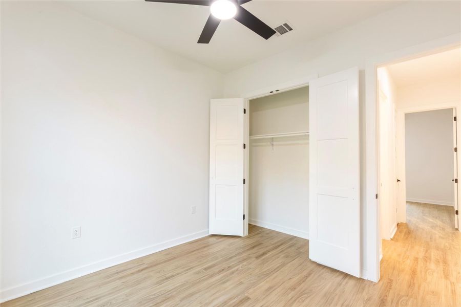 Closet space featured in bedroom three.