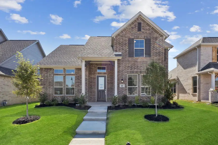 Front exterior of a new home in Dove Hollow, Waxahachie, TX, highlighting curb appeal (Image 1). Front exterior of a new home in Dove Hollow, Waxahachie, TX, highlighting curb appeal (Image 1).