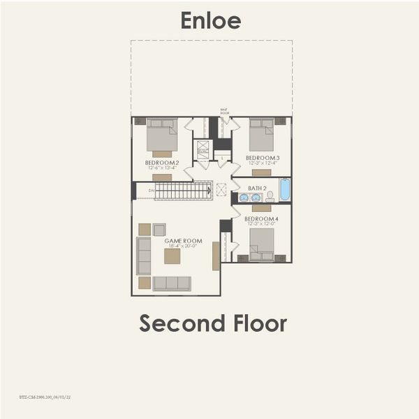 2D floor plan layout for the Enloe by Centex in Cottonwood Creek, Howe, TX (Image 4).