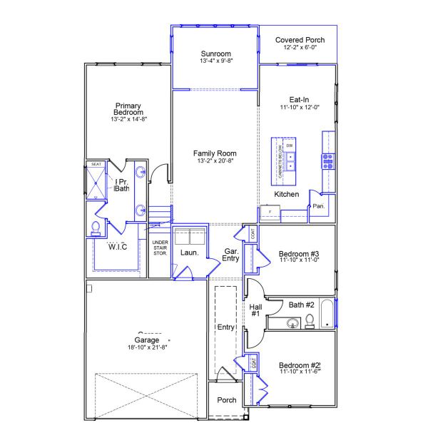 2D floor plan layout of this home in Grand Park, Leland, NC (Image 3).