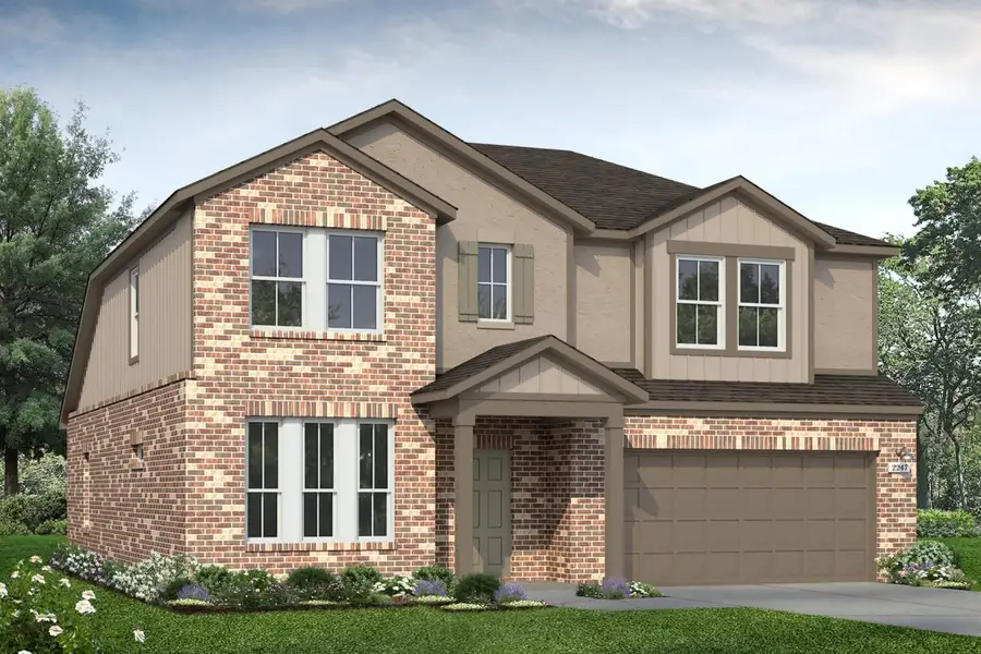 Representative exterior photo of a completed home built from the Colony at Pinehurst 2247 by Brohn Homes in Colony at Pinehurst, Pinehurst, TX (Image 5).