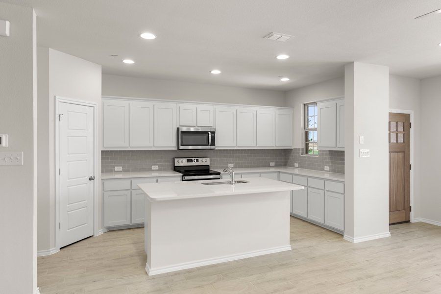 Front exterior of a new home in Sanger Circle, Sanger, TX, highlighting curb appeal (Image 15). Front exterior of a new home in Sanger Circle, Sanger, TX, highlighting curb appeal (Image 15).