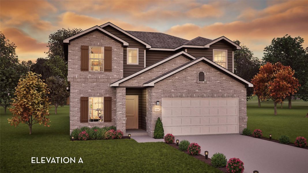 Front exterior of a new home in Pecan Estates, Crosby, TX, highlighting curb appeal (Image 1).