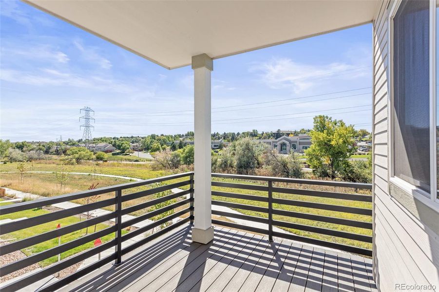 Balcony overlooking Van Biber Trail and nearby parks