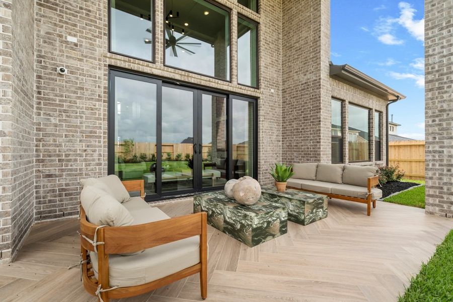 Exterior details and patio area of a home in Legacy Prairie at Katy Court 60', Katy (Image 4).