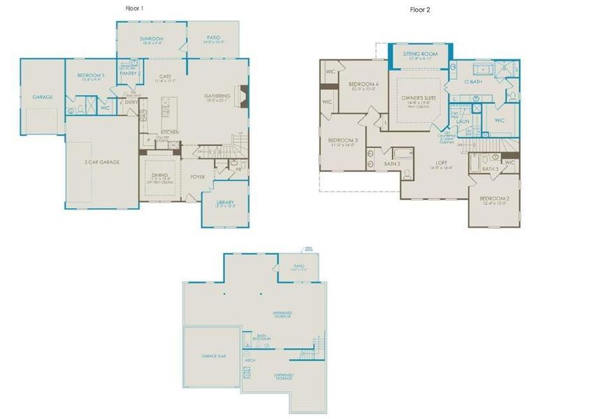 2D floor plan layout of this home in Sterling Pointe, Cumming, GA (Image 3).