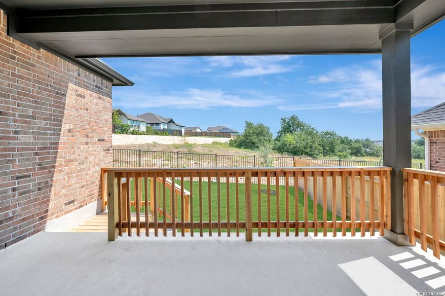 Exterior details and patio area of a home in Meyer Ranch – Select Reserve Series, New Braunfels (Image 3). Exterior details and patio area of a home in Meyer Ranch – Select Reserve Series, New Braunfels (Image 3).