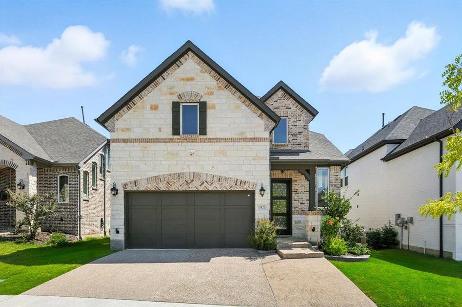 Front exterior of a new home in , Lewisville, TX, highlighting curb appeal (Image 24). Front exterior of a new home in , Lewisville, TX, highlighting curb appeal (Image 24).