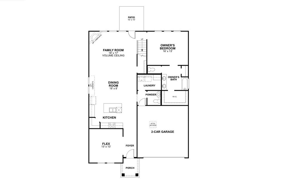 2D floor plan layout for the Birmingham - Reserve Series by M/I Homes in LaPrelle, Haslet, TX (Image 3).