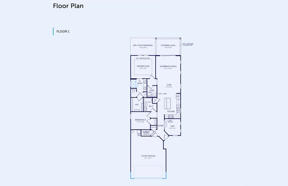 2D floor plan layout of this home in Del Webb Wildlight, Wildlight, FL (Image 3).