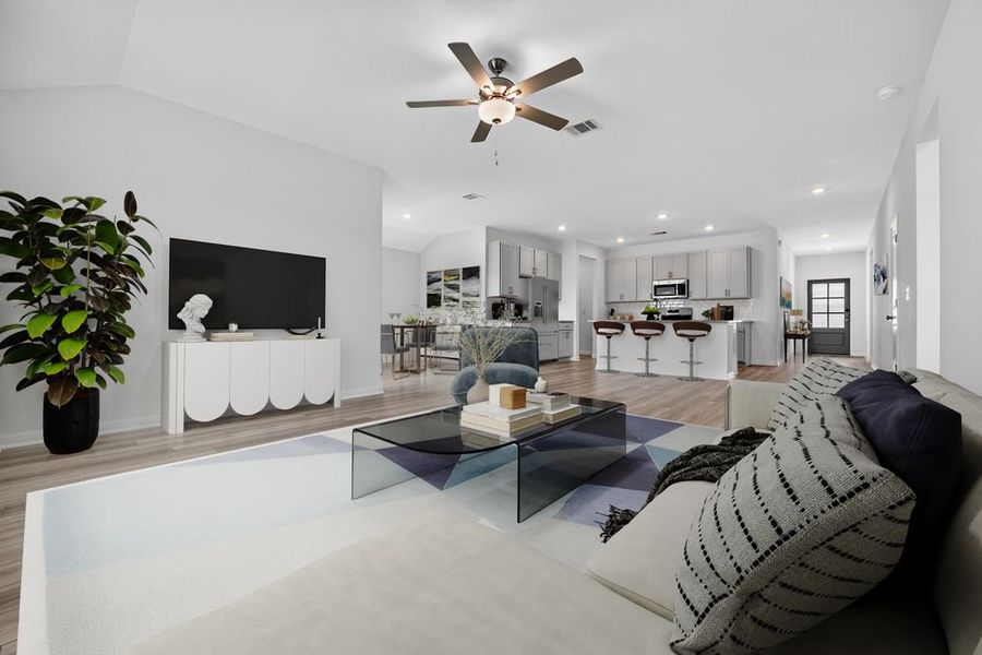 Representative furnished interior of a home built from the Bluejay by Taylor Morrison in Longview, Del Valle (Image 8). Representative furnished interior of a home built from the Bluejay by Taylor Morrison in Longview, Del Valle (Image 8).