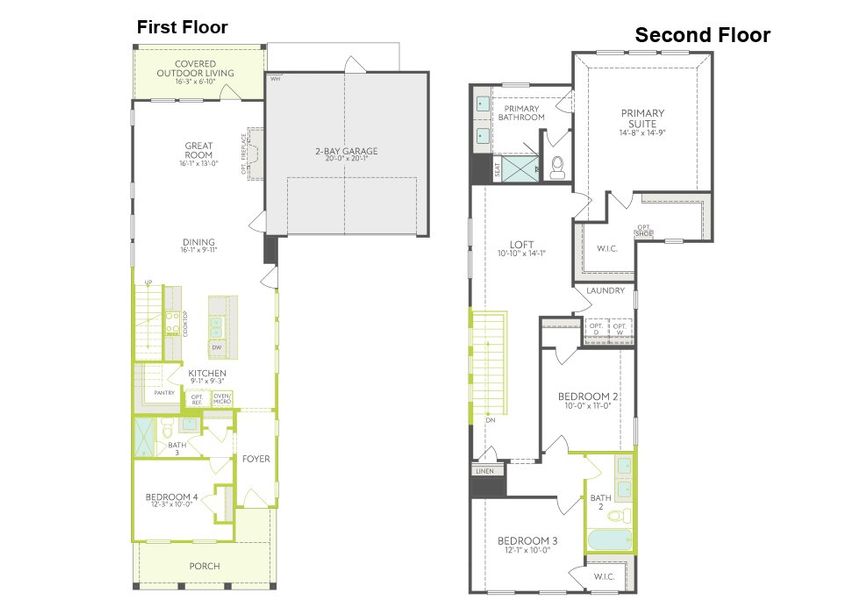 2D floor plan layout of this home in Garden Collection at Harvest, Argyle, TX (Image 5).