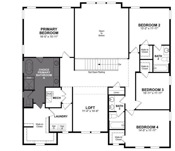 2D floor plan layout of this home in Estates at Daves Creek, Cumming, GA (Image 3).