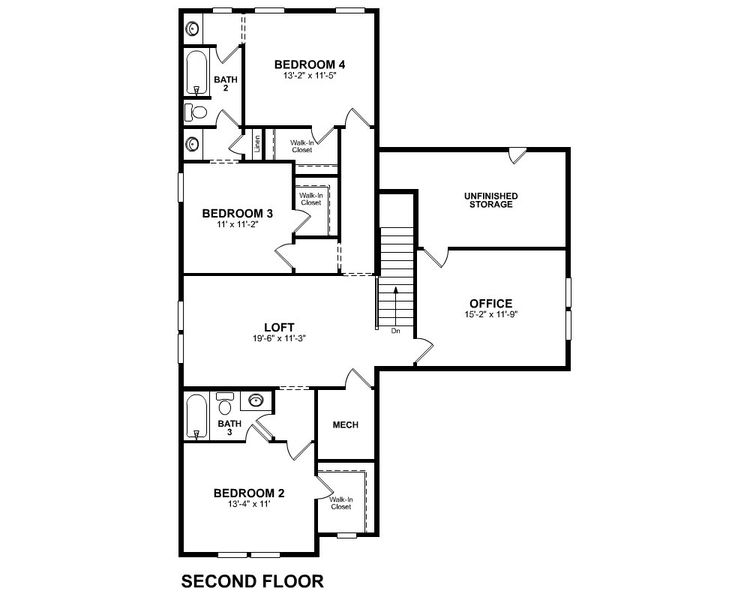 2D floor plan layout for the Taylor by Beazer Homes in Stonewood Estates: Legacy, Durham, NC (Image 13).