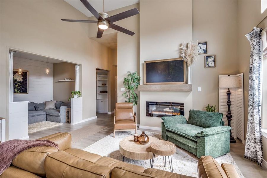 Living Room with attached Bonus Room with added pony walls