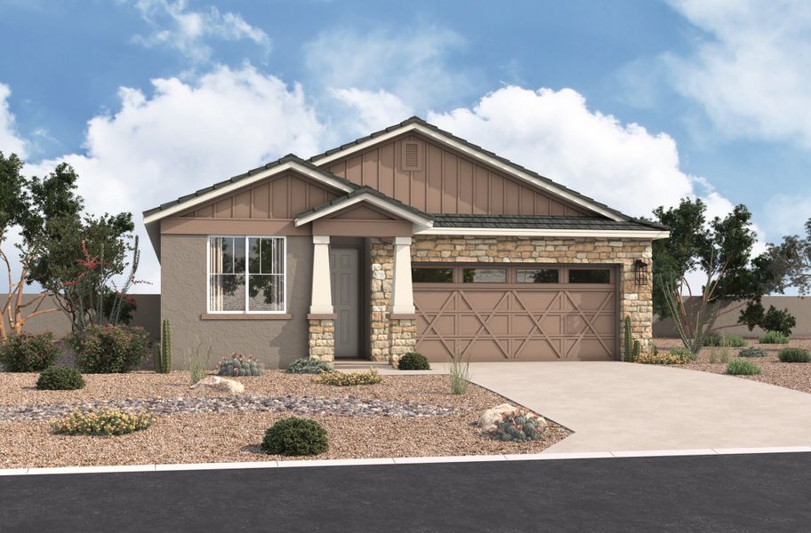 Representative exterior photo of a completed home built from the Shiloh by Beazer Homes in Acacia Foothills at Estrella: Acacia Foothills II, Goodyear, AZ (Image 2).