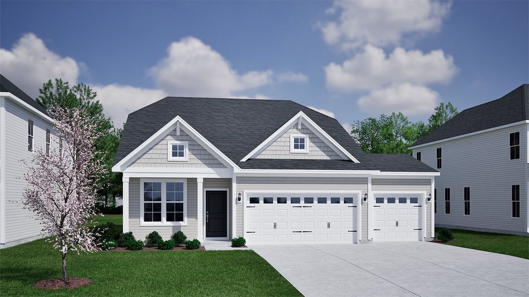 Representative exterior photo of a completed home built from the Benson - Vanguard Collection by Mungo Homes in Ovation at Sweetbrier, Durham, NC (Image 9).