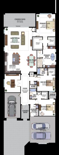 2D floor plan layout for the Bermuda by GL Homes in Lotus Edge, Boca Raton, FL (Image 5).