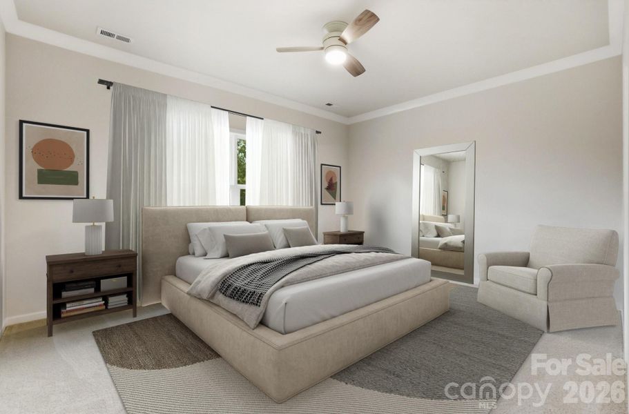 Primary bedroom virtually staged