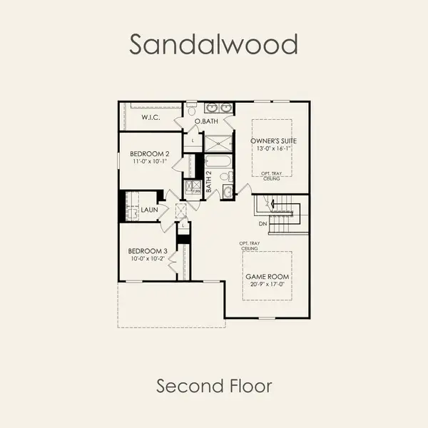 2D floor plan layout for the Sandalwood by Pulte Homes in Patterson Ranch, Georgetown, TX (Image 3). 2D floor plan layout for the Sandalwood by Pulte Homes in Patterson Ranch, Georgetown, TX (Image 3).