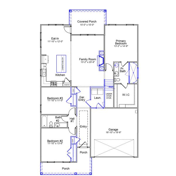 2D floor plan layout of this home in Gates at Windermere, Blythewood, SC (Image 3).