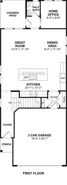 The San Antonio floor plan by K. Hovnanian Homes. 1st Floor shown. *Prices, plans, dimensions, features, specifications, materials, and availability of homes or communities are subject to change without notice or obligation.