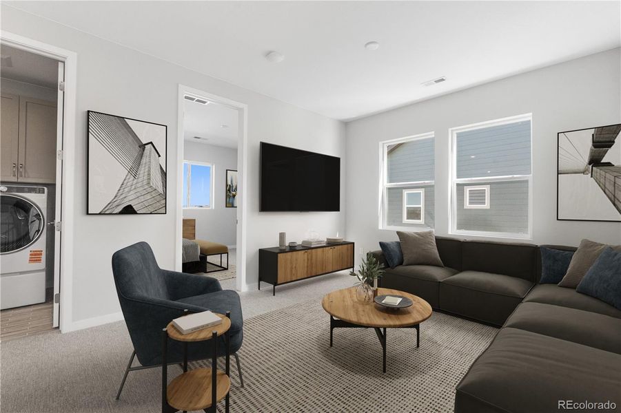 Furnished interior view inside a new home in Portrait at The Canyons, Castle Pines (Image 17).