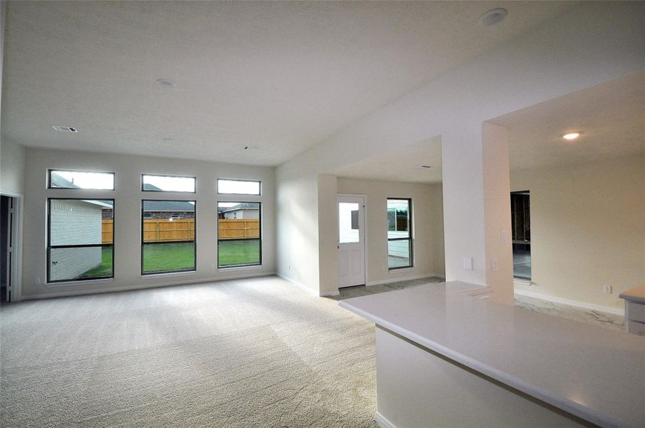 Family room is bright  and cheerful.