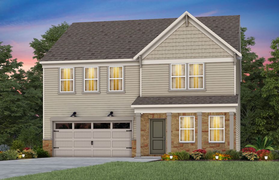 Front exterior of a new home in Bryton, Huntersville, NC, highlighting curb appeal (Image 20).