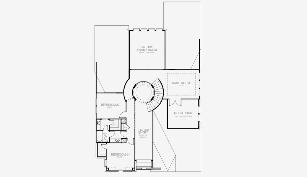 2D floor plan layout for the 3299W by Perry Homes in Devonshire 55', Forney, TX (Image 3). 2D floor plan layout for the 3299W by Perry Homes in Devonshire 55', Forney, TX (Image 3).
