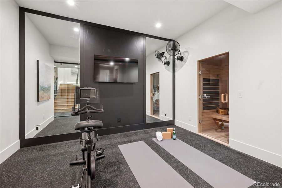 Workout room with Infrared Sauna