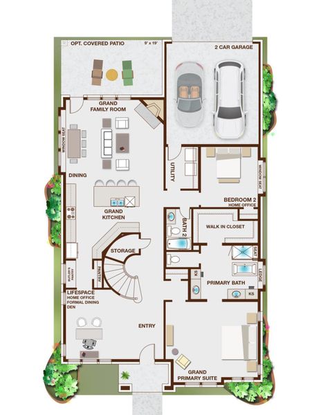 2D floor plan layout for the Royal Summit by Grand Homes in Prairie Ridge, Venus, TX (Image 6).