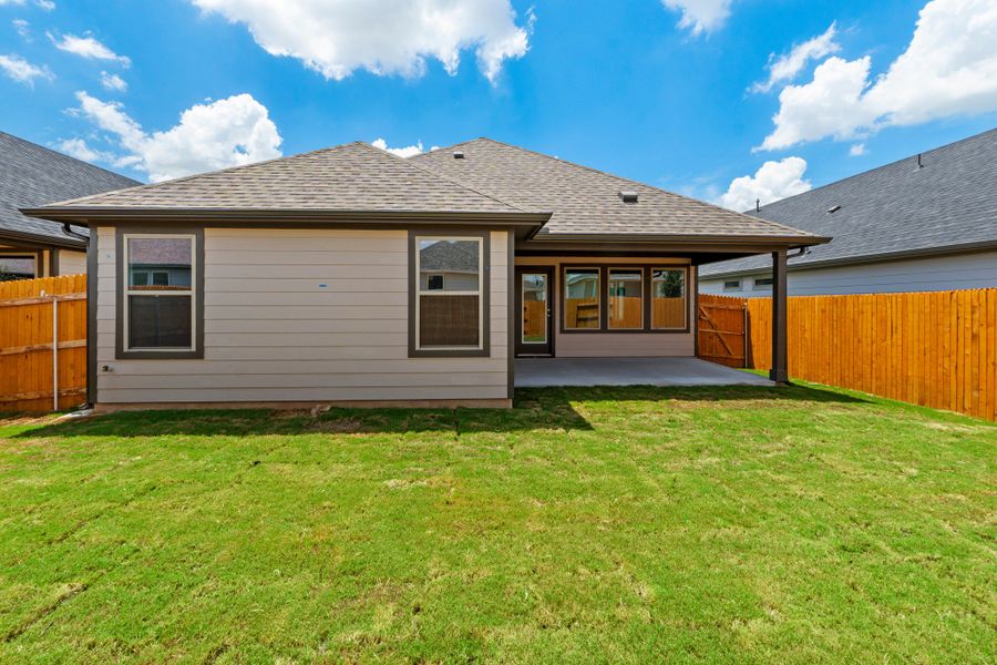 Exterior details and patio area of a home in Prairie Winds, Hutto (Image 25). Exterior details and patio area of a home in Prairie Winds, Hutto (Image 25).