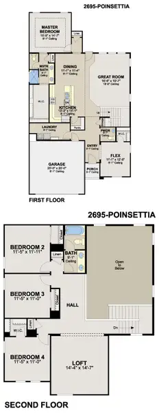2D floor plan layout of this home in Veranda Signature, San Antonio, TX (Image 3).