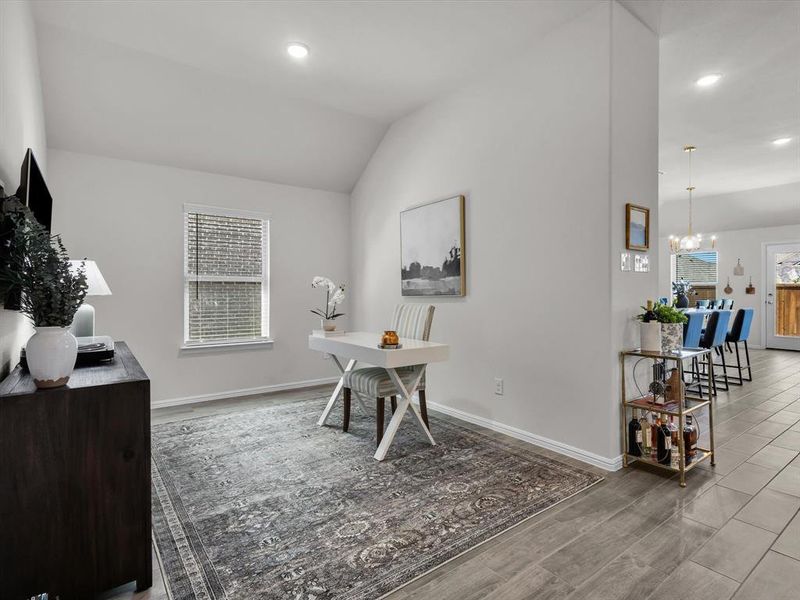 Situated off the foyer you'll find a versatile flex room that could be used as a home-office, play room, media room or secondary living space.