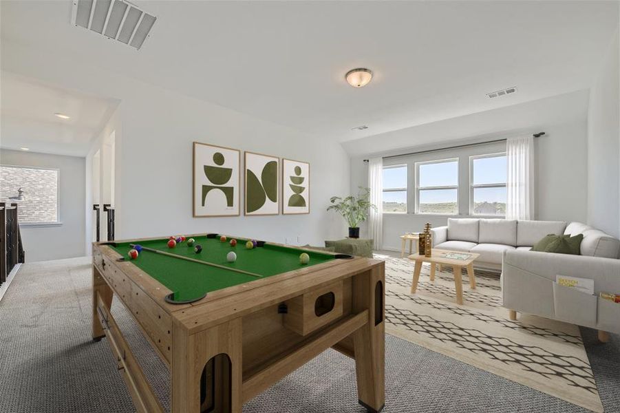 Virtually Staged Photo - Playroom with carpet and billiards