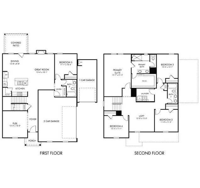 2D floor plan layout for the Chatham by Meritage Homes in River Pointe, Monroe, GA (Image 3).