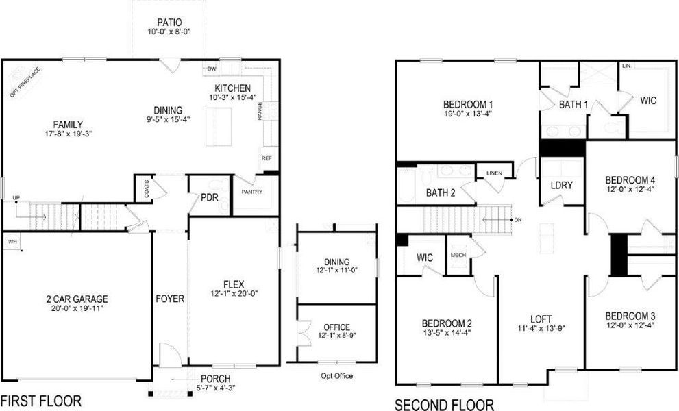2D floor plan layout of this home in The Cove at Thrasher Landing, Hixson, TN (Image 2).