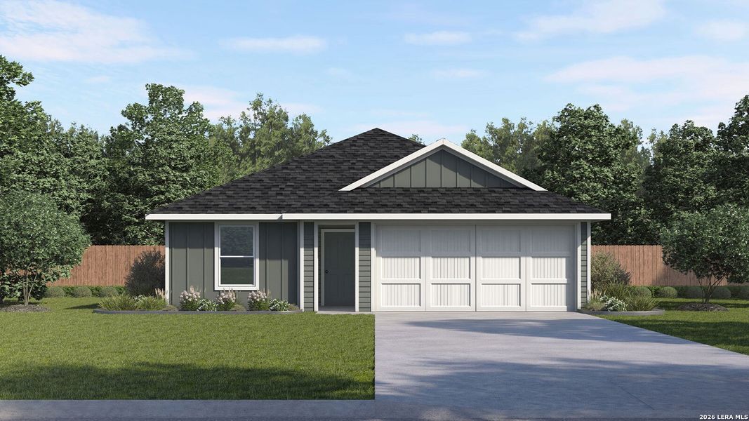 Front exterior of a new home in Ladera, Luling, TX, highlighting curb appeal (Image 1). Front exterior of a new home in Ladera, Luling, TX, highlighting curb appeal (Image 1).