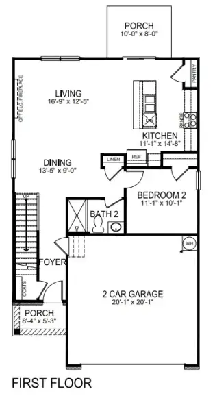 2D floor plan layout for the Walden by D.R. Horton in The Villages of Maiden, Maiden, NC (Image 3).