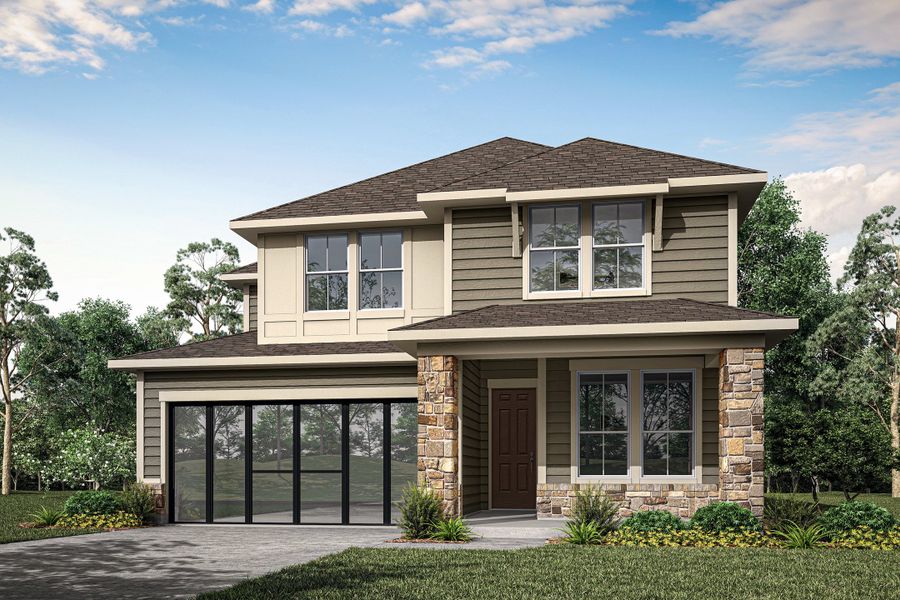 Representative exterior photo of a completed home built from the Juniper by Tri Pointe Homes in Landmark, Denton, TX (Image 23).