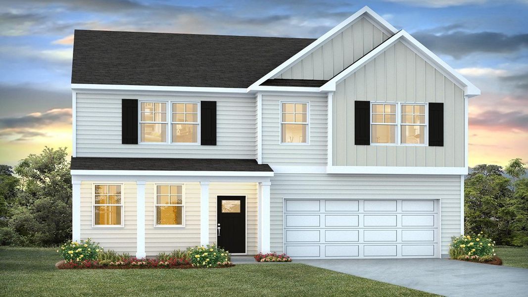 Front exterior of a new home in Laurel Grove, Guyton, GA, highlighting curb appeal (Image 1). Front exterior of a new home in Laurel Grove, Guyton, GA, highlighting curb appeal (Image 1).
