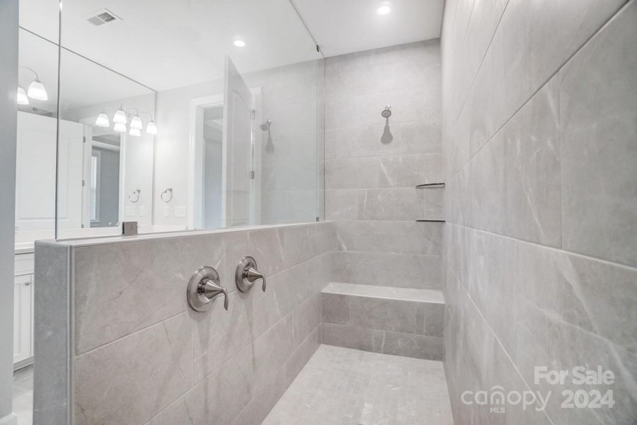 Owners Bathroom with Spa Shower and Double Sinks